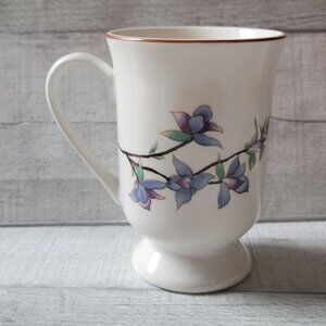 Woodhill Floral Ceramic Mug 4" With Handle & Pedestal Base White With Yellow & B